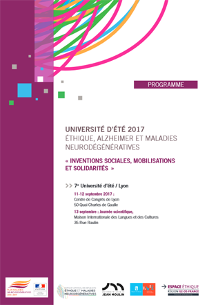 Université d'été 2017 Éthique, Alzheimer et maladies neurodégénératives