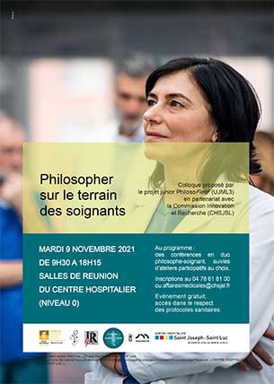 Affiche du Colloque "Philosopher sur le terrain des soignants" - 9 novembre 2021